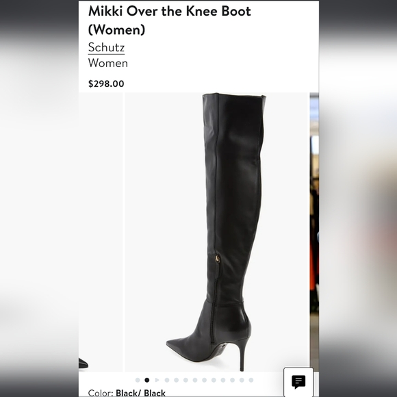 Schultz Mikki Black Over the Knee Stiletto Heel Leather Boots (Women) 5.5 - Picture 2 of 8